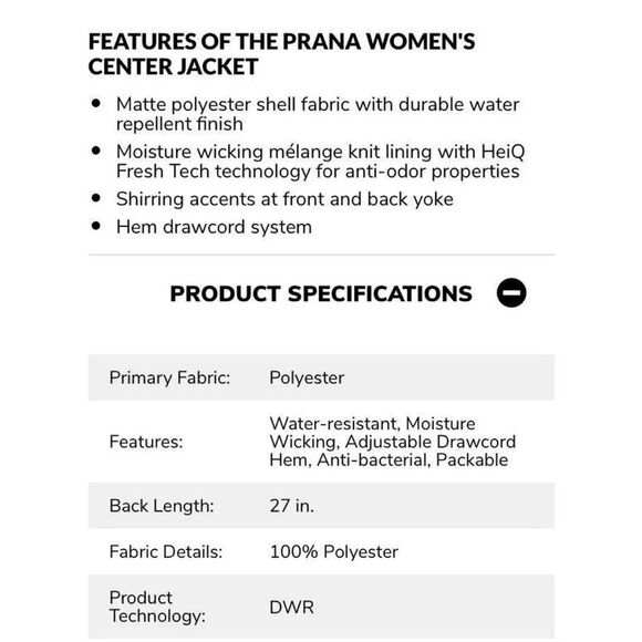 Prana Center Bomber Style Jacket in Black Size Medium - Picture 9 of 10